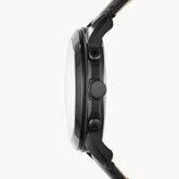 Fossil Men’s Chronograph Quartz Black Leather Strap Black Dial 45mm Watch FS5132